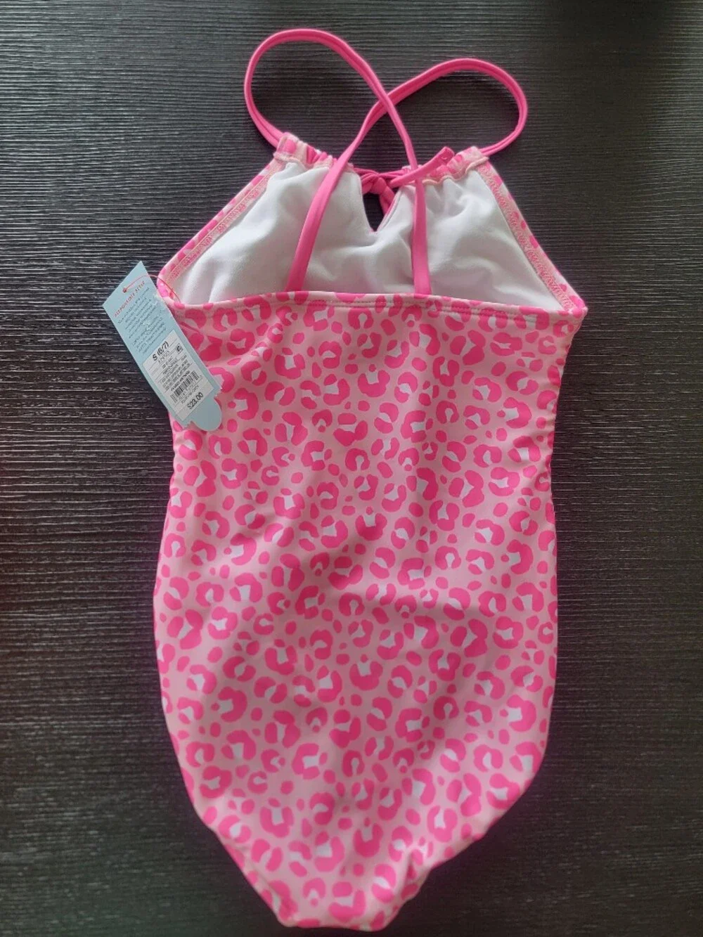 Cat & jack Girls Pink Swimsuit Leopard Spot Printed Sz S (6/7) Nwt